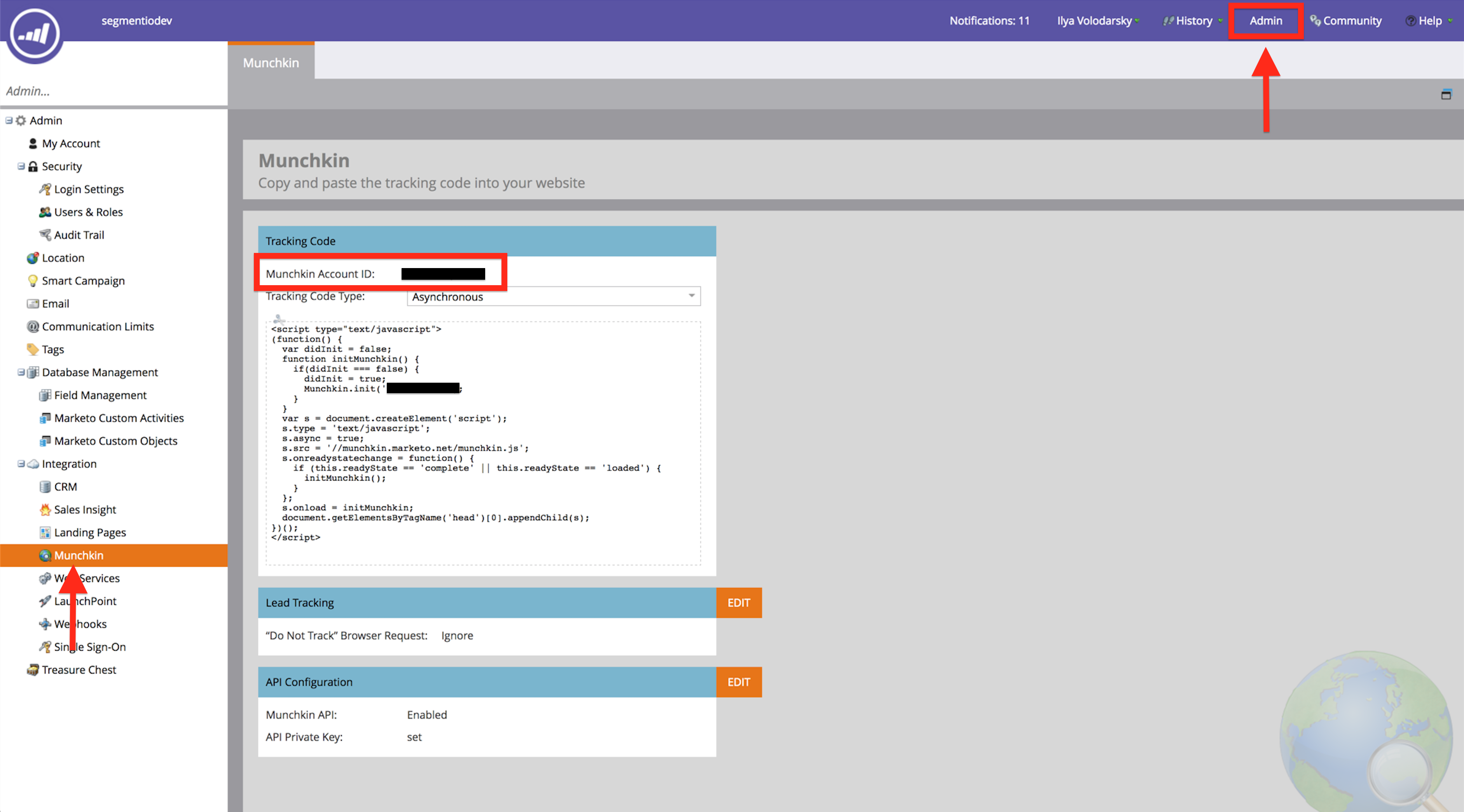 A screenshot of a Marketo account.