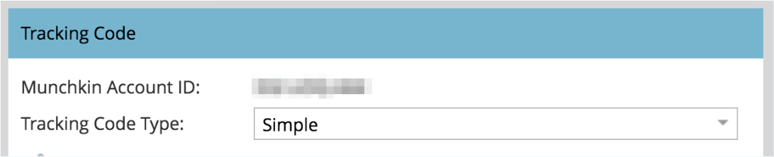 Screenshot of the Tracking Code section of Marketo's Munchkin page.